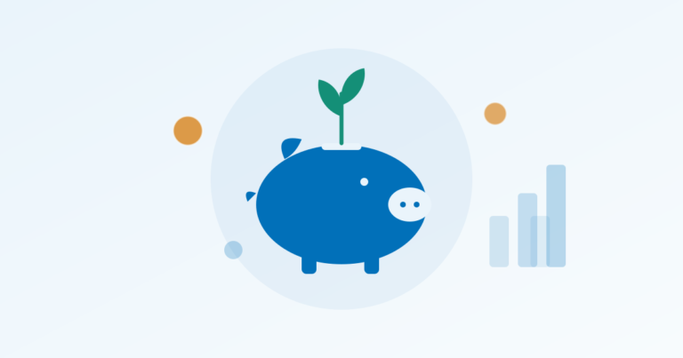 Piggy bank with a growing plant, representing a Trump Account for kids